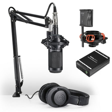 Audio-Technica AT2035PK Mic Podcasting Pack w/ Knox Phantom Power Supply Bundle