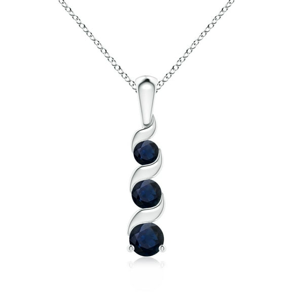 ANGARA Natural Sapphire Three Stone Journey Pendant in 925 Sterling Silver for Women (Size-4mm) | September Birthstone, Anniversary, Jewelry Gift for Women | Natural Blue Sapphire Necklace