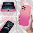 thumbnail image 4 of Design for iPhone 12 Pro Max 6.7" Wavy Edge Case, Cute Gradient Color Curly Wave Frame Design for Women Girls, Soft TPU Rubber Full-Body Shockproof Bumper Protection Phone Case, Pink Rose Red, 4 of 13