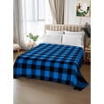 thumbnail image 3 of Full Size Flat Sheet Only, Black Blue Plaid Soft Brushed Microfiber Bed Sheets, Country Buffalo Checked Gingham Hotel Quality Breathable Bedding Top Sheet, Easy Care, 81"x96", 3 of 9