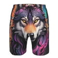 thumbnail image 3 of Logiee Colorful Wolf Head A Print Mens Swim Trunks Quick Dry Board Shorts,Breathable Hawaii Beach Shorts Swimwear Bathing Suits-X-Large, 3 of 6