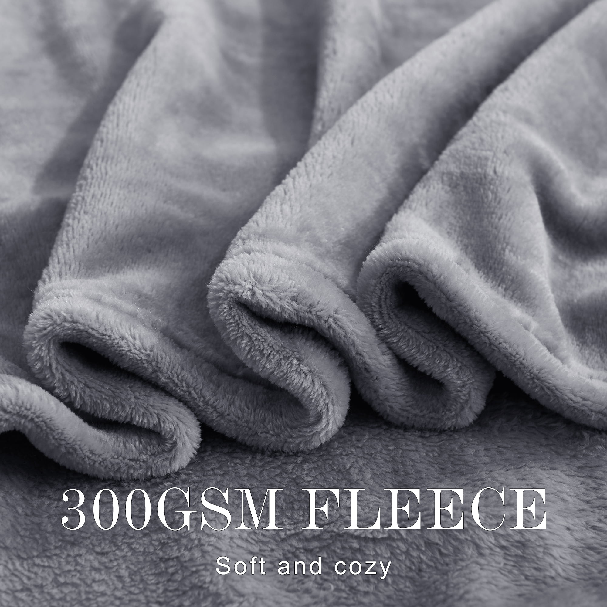 NICETOWN Fleece Bed Blankets Queen Size Soft Lightweight Plush Fuzzy Cozy Luxury Microfiber Blanket for Bedroom/Travel, 90" x 90", Light Grey