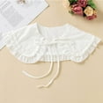 thumbnail image 3 of Women Lace Up Bowtie False Collar Choker Chiffon Blouse Shawl Cover Mini Cape DIY Shirt Dress Collar - White, 3 of 6