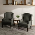 thumbnail image 6 of UIXE High Back Accent Chair for Living Room, Comfy Upholstered Arm Chair in Fabric with Retro Solid Wooden Legs, Traditional Armchair Single Sofa Reading Seat, Dark Gray, 6 of 6