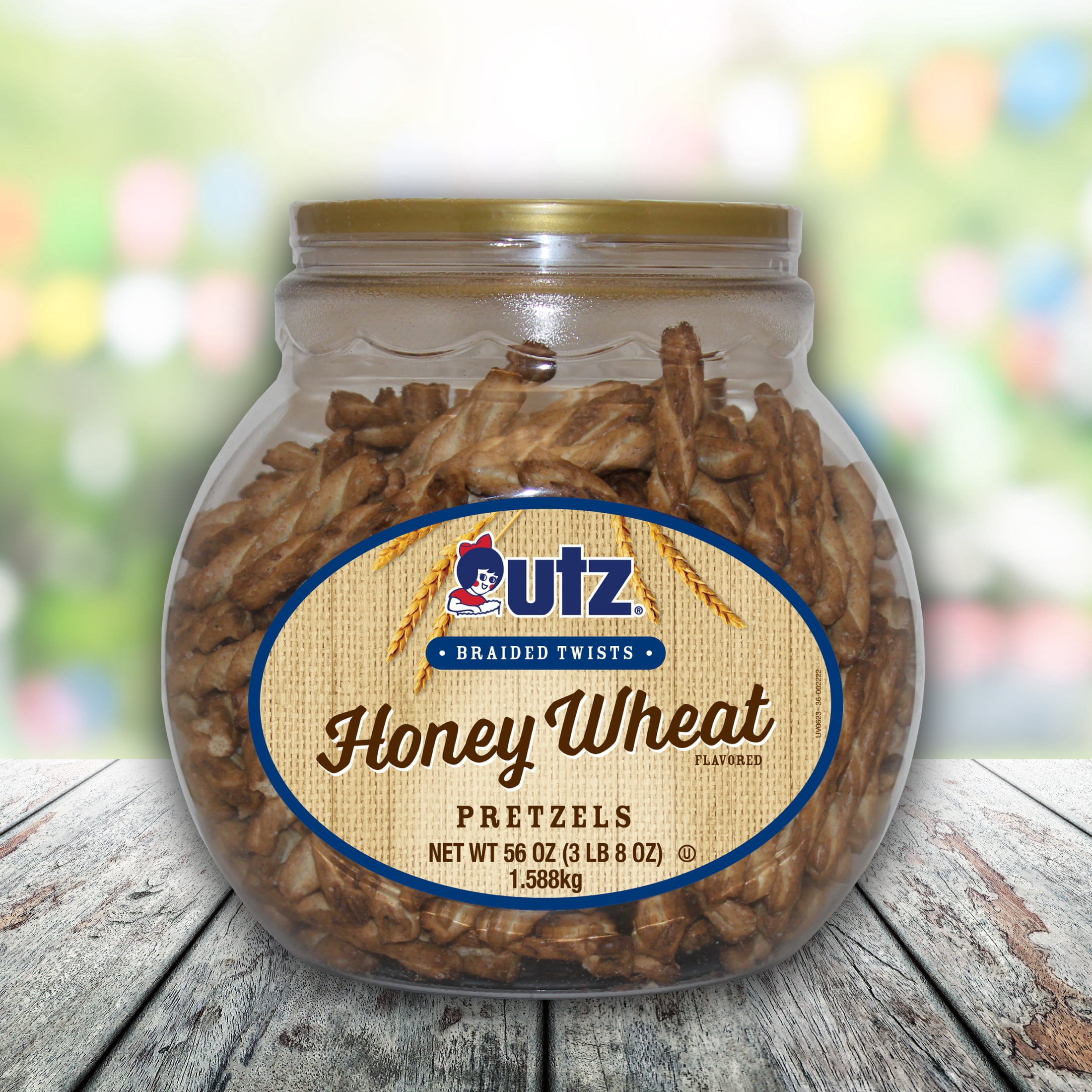 (2 pack) 56 oz Utz Braided Honey Wheat Twists Pretzels Barrel