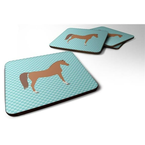 Arabian Horse Blue Check Foam Coaster, Set of 4