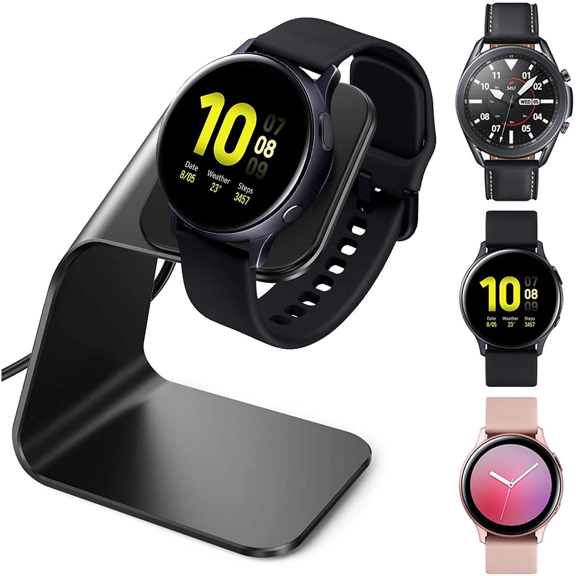 Charger Dock Compatible With Samsung Galaxy Watch 3 41mm 45mm Active 2 40mm 44mm Active Usb Replacement Charging Cable Dock Stand Station Base Accessories For Galaxy Watch Black Walmart Canada