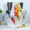thumbnail image 4 of Colorful Soft Flannel Fleece Throw Blanket, Pattern of Watercolor Like Grunge Style World Map Image on a Plain Background, Cozy Plush for Indoor and Outdoor Use, 50" x 60", Multicolor, by Ambesonne, 4 of 5