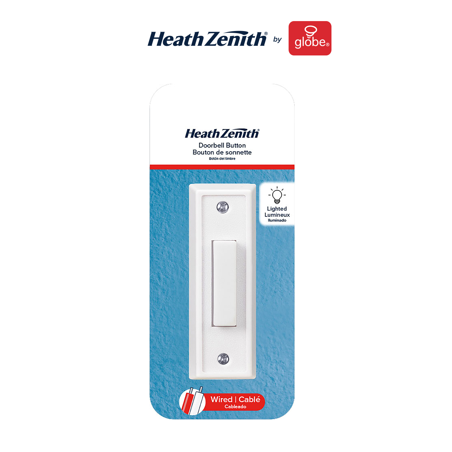 Heath Zenith Heath Zenith White Plastic Wired Lighted Push Doorbell Button