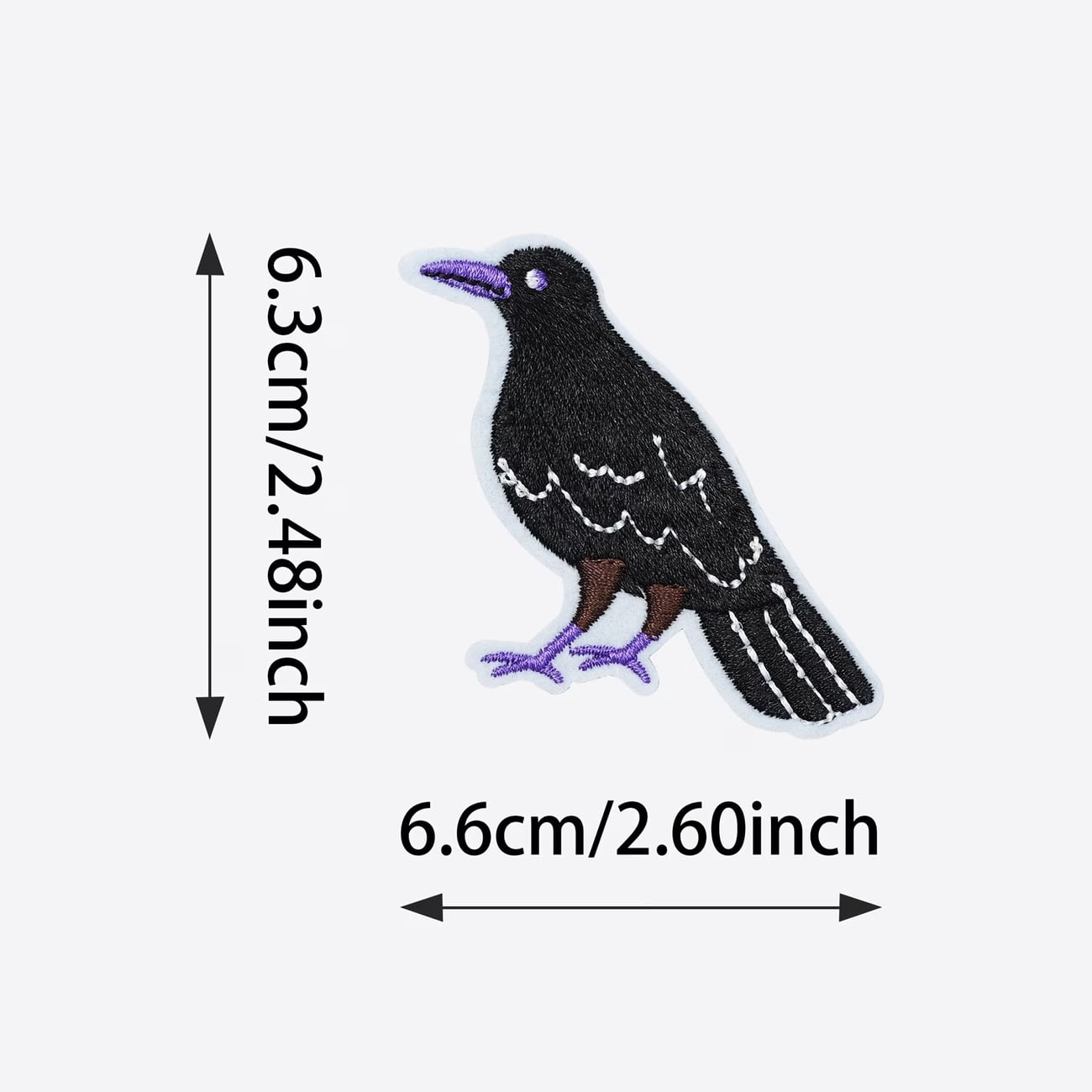 2pcs Black Crow Cartoon Embroidered Patches - Iron-On/Sew-On Applique for Clothing, Bags, and Hats