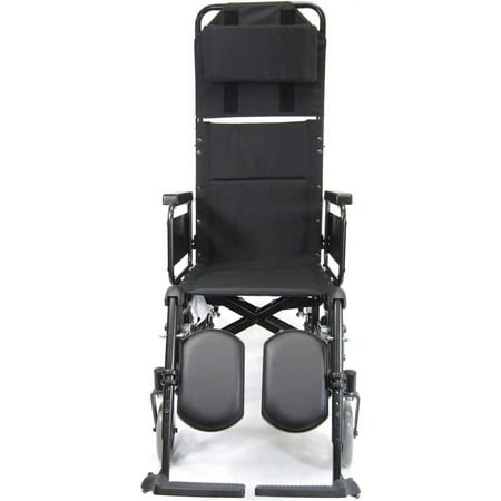 Karman Healthcare KM5000F-TP KM5000 18 in. seat Lightweight Reclining Transport Wheelchair with Removable Desk Armrest