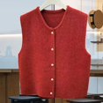 thumbnail image 6 of Milageto Knit Cardigan Vest for Women Button Knitted Vest for Commuting Home Shopping Red, 6 of 8