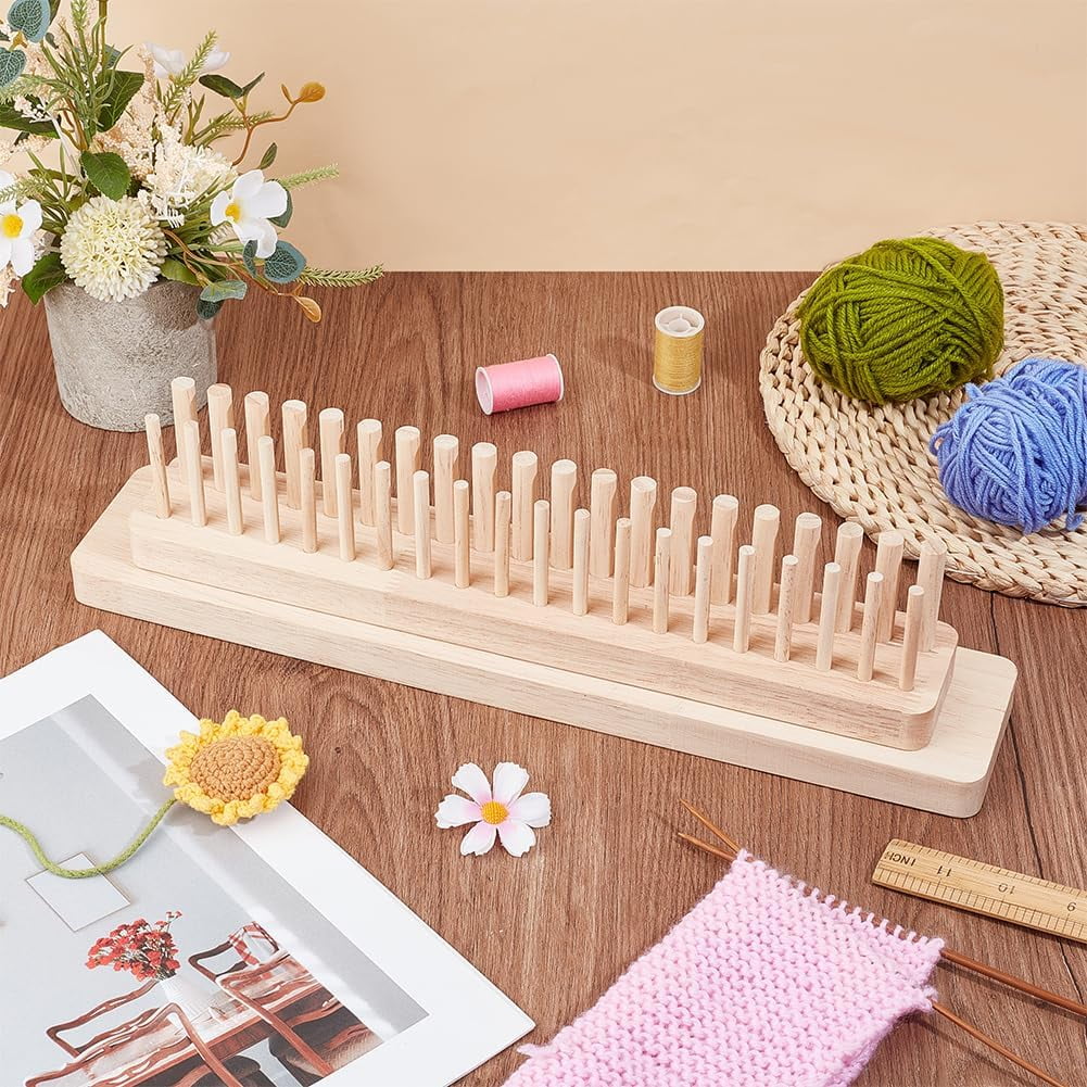 Rectangle Wooden Weaving Loom Kit PeachPuff 40x8x4cm