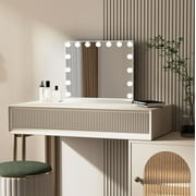 Fenchilin 23x18 Vanity Mirror with Lights Tabletop Wall Mount Metal White