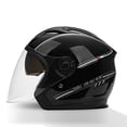 thumbnail image 3 of M Buder Casco De Motocicleta 3/4 Abierto Con Doble Visera Para Ciclomotor Cruiser Certificado De Seguridad Cascos De Moto Para Hombre Y Mujer Negro Brillante Elegante Y Resistente, 3 of 9