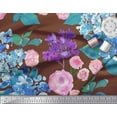 thumbnail image 3 of Soimoi Tissu en Velours Imprimé Feuilles & Roses au Mètre 58 Pouces de Large, 3 of 3