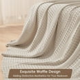 thumbnail image 5 of PHF 100% Cotton Waffle Weave Blanket, Lightweight Throw Washed Blanket for Bed Sofa Home Decor, Oatmeal, 50"x60", 5 of 8