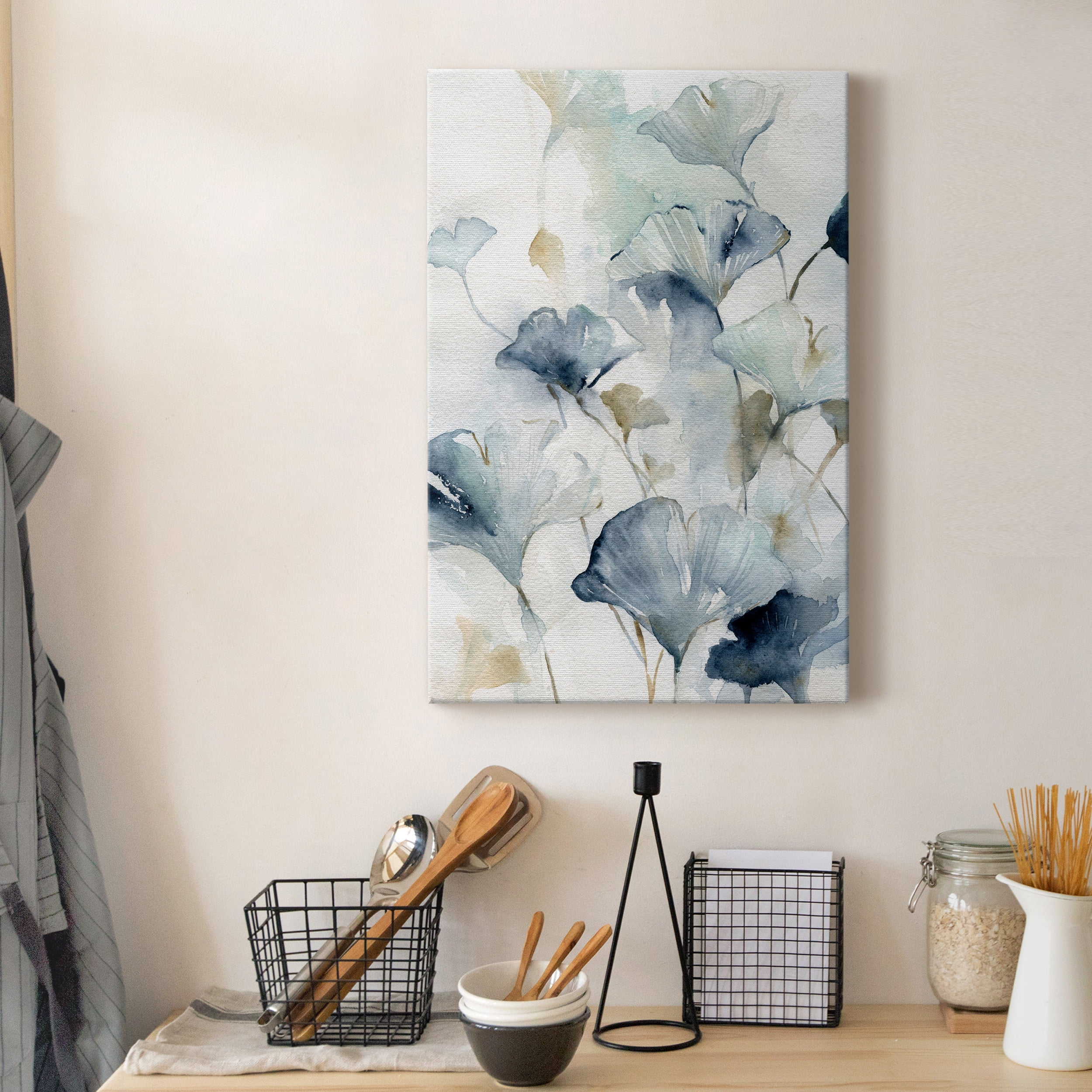 Indigo Ginkgo II Premium Gallery Wrapped Canvas - Ready to Hang - 12 x 18