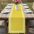 thumbnail image 4 of Yellow Abstract Art Table Runner, Greek Key Geometric Country Farm Cotton Linen Kitchen Table Decoration Washable Dining Tabletop Runners for Home Party Decor 18x72 Inches, 4 of 9