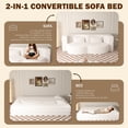 thumbnail image 4 of Teddy Fabric Floor Sofa Bed, Twin Size Convertible Folding Sleeper Sofa with 2 Pillows, No Assembly Required for Living Room, Guest Room, Apartment, Beige, 4 of 8