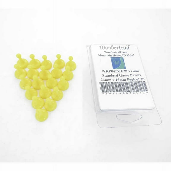 Yellow Standard Game Pawns 24mm x 16mm (15/16in x 5/8in) Pack of 20 Wondertrail
