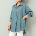 thumbnail image 5 of My Delivery Order for Today Linen Blouses for Women Long Sleeve V Neck Tops Button Down Dressy Casual Summer Shirts Tunic Loose Fit T Shirt Blusas Elegantes Para Mujer, 5 of 7