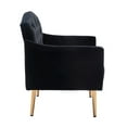 thumbnail image 3 of Modern Accent Chair, Leisure Single Sofa Chair with Rose Golden Feet, Velvet Upholstered Armchair with Highback, Reading Lounge Armchair Side Chair Furniture for Bedroom Living Room, Black, 3 of 7