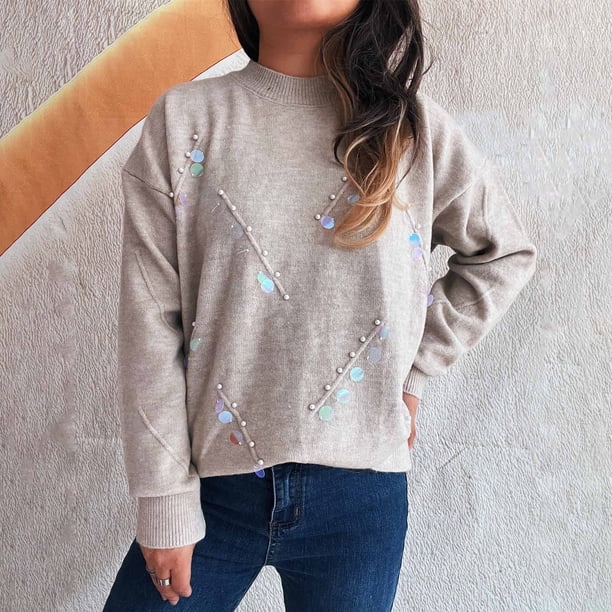 Ailaofu Womens Wool Blend Embroidery Floral Oversized Fit Sweater Trendy 2025