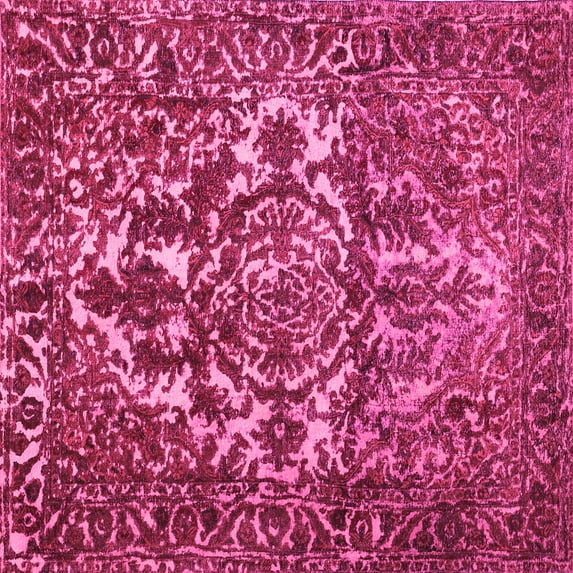 Ahgly Company Indoor Square Abstract Pink Contemporary Area Rugs, 5' Square