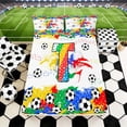 thumbnail image 3 of Erosebridal Letter T Soccer Ball Print Full Size Sheets, Sports Monogram Bed Sheets for Kids Boys and Girls, 1 Flat Sheet, 1 Fitted Sheet and 2 Pillowcases, 3 of 6
