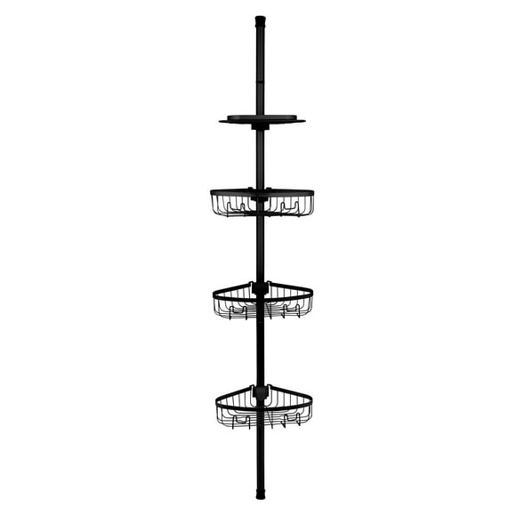 Era Neil Shower Pole Caddy, Black, adjustable height 82.5-96in, 10.37x108x8.62in