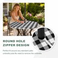 thumbnail image 4 of Round Outdoor Tablecloth with Umbrella Hole and Zipper, Farmhouse Checkered Tablecloth with Elastic Waterproof, Black White Buffalo Plaid Patio Table Covers for 31" - 35" Picnic Pool Tables, 4 of 9