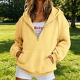 thumbnail image 5 of Quarter Zip Sweatshirt Women Half Zipper Workout Oversized Hoodies with Pocket Lightweight Y2K Pullover 2026 Tops Yellow L, 5 of 9
