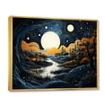 thumbnail image 2 of Designart "River Pointillism beauty At Night V" Pointillism Floater Framed Canvas Wall Art, 2 of 7