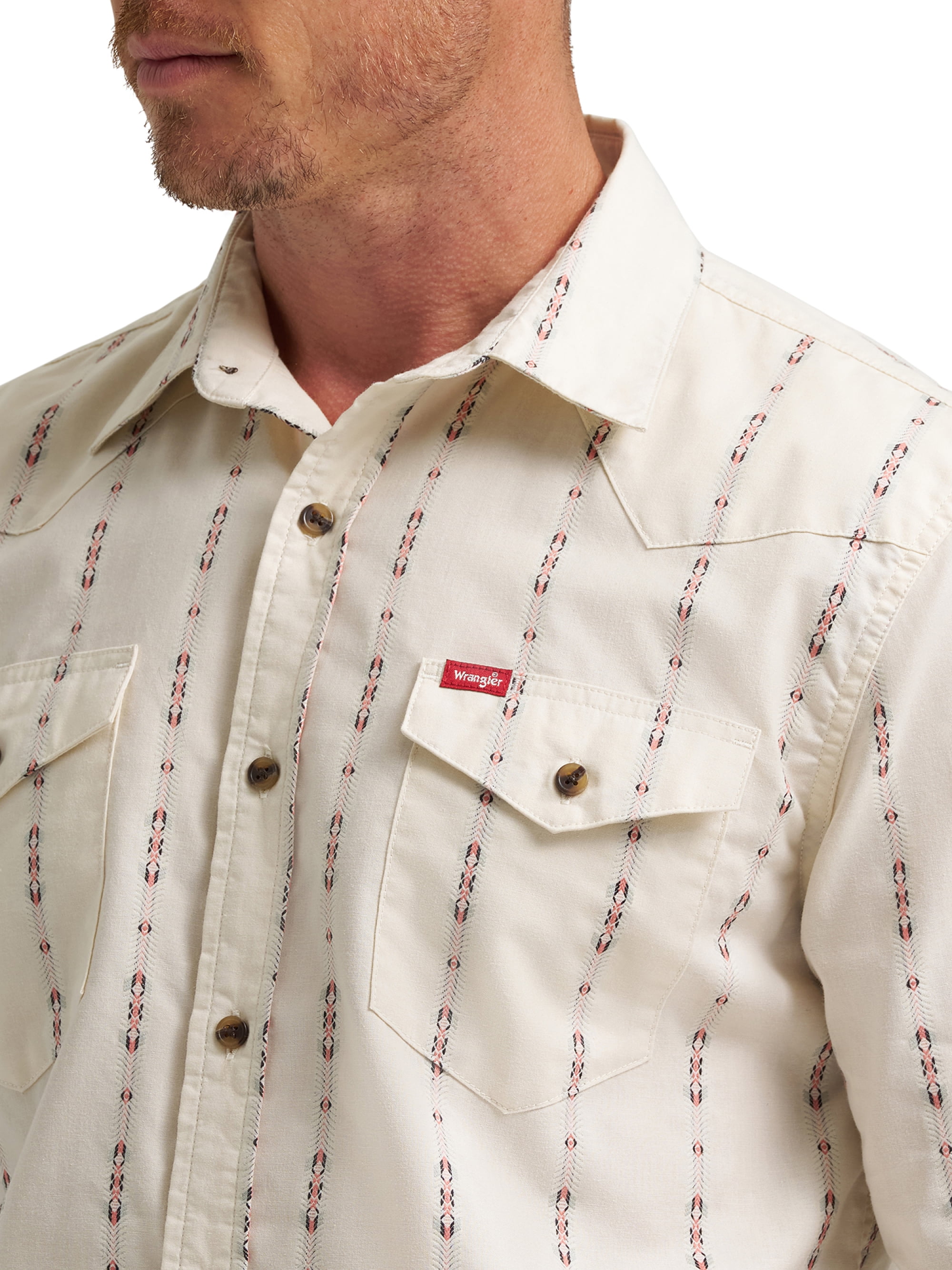 Wrangler® Men's Slim Fit Long Sleeve Woven Twill Shirt with Sunglasses Cleaner, Sizes S-5XL