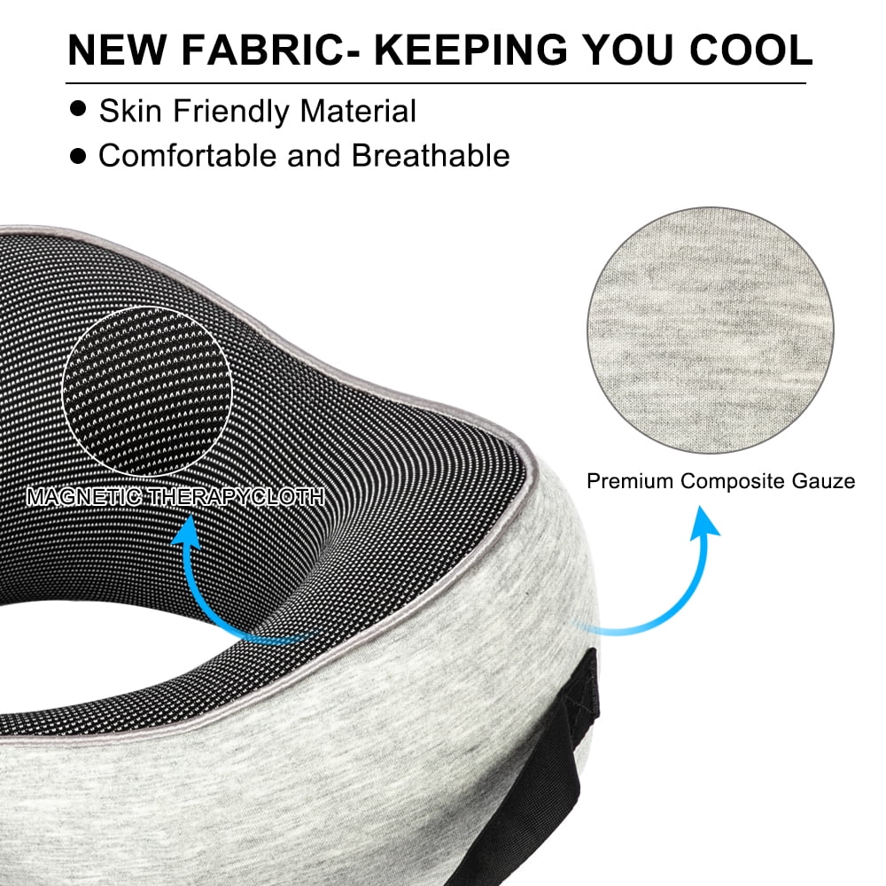 Lowestbest Travel Pillow, U Shaped Neck Pillow, Arc Neck Pillow whit Buckle, Travel Head Cervical Support, Gray