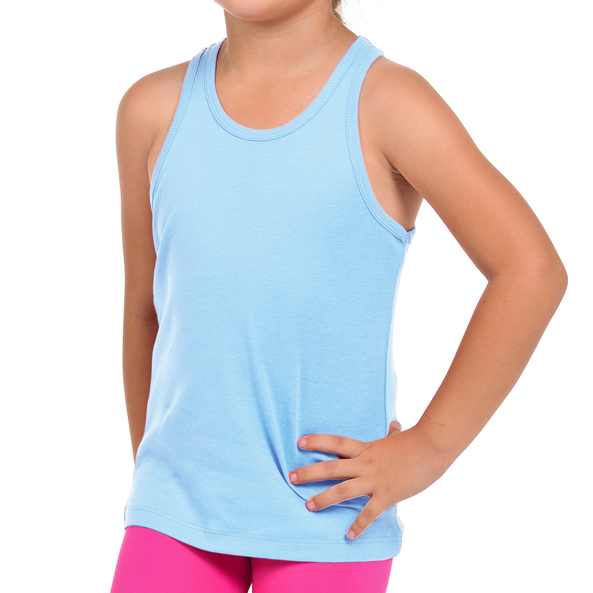 Basico Girls' Racer Back Tank Top Tunic 100 Cotton Sleeveless Tee Kids