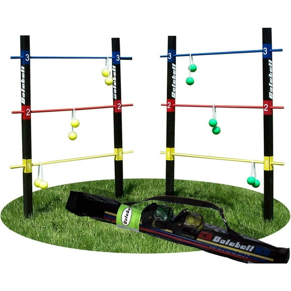 Bolaball Ladder Toss Indoor Outdoor Game Set for Yard & lawn Games with 6 Soft Rubber Bolo Balls Heavy Duty Bars & Travel Carrying Case | Game PRO Series Family Kids Beach Party Picnic & Adults