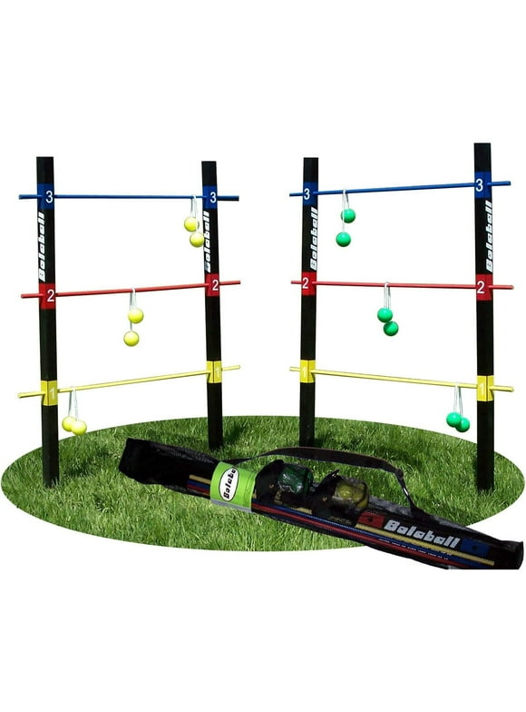 Bolaball Ladder Toss Indoor Outdoor Game Set for Yard & lawn Games with 6 Soft Rubber Bolo Balls Heavy Duty Bars & Travel Carrying Case | Game PRO Series Family Kids Beach Party Picnic & Adults