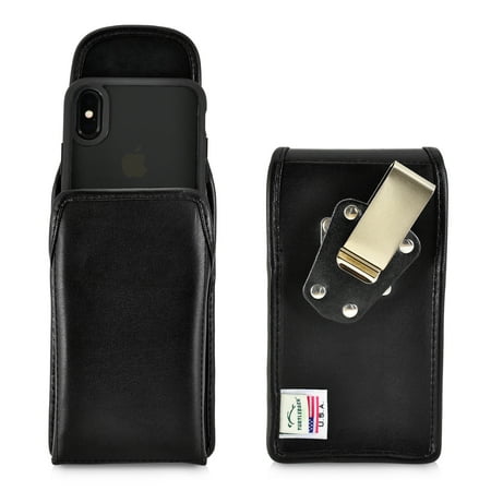 Turtleback Belt Case Designed for iPhone 11 Pro (2019) iPhone XS (2018) and iPhone X (2017) Vertical Holster Black Leather Pouch with Heavy Duty Rotating Belt Clip, Made in