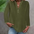 thumbnail image 2 of GigrtiJin Women's Casual Blouse V-Neck Long Sleeve Button Loose T-Shirt Fashion Solid Color Basic Pullover Tops, 2 of 6