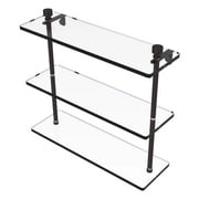 Foxtrot Collection Triple Tiered Glass Shelf - Antique Bronze / 16 Inch