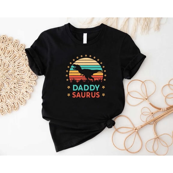 BANJOJO Daddysaurus Shirt,Daddy Saurus Tshirt,Daddy Dinosaur T-shirt,Daddy Gift, Dad Birthday Gift, Father's Day Gift From , T-Rex Dad Tee