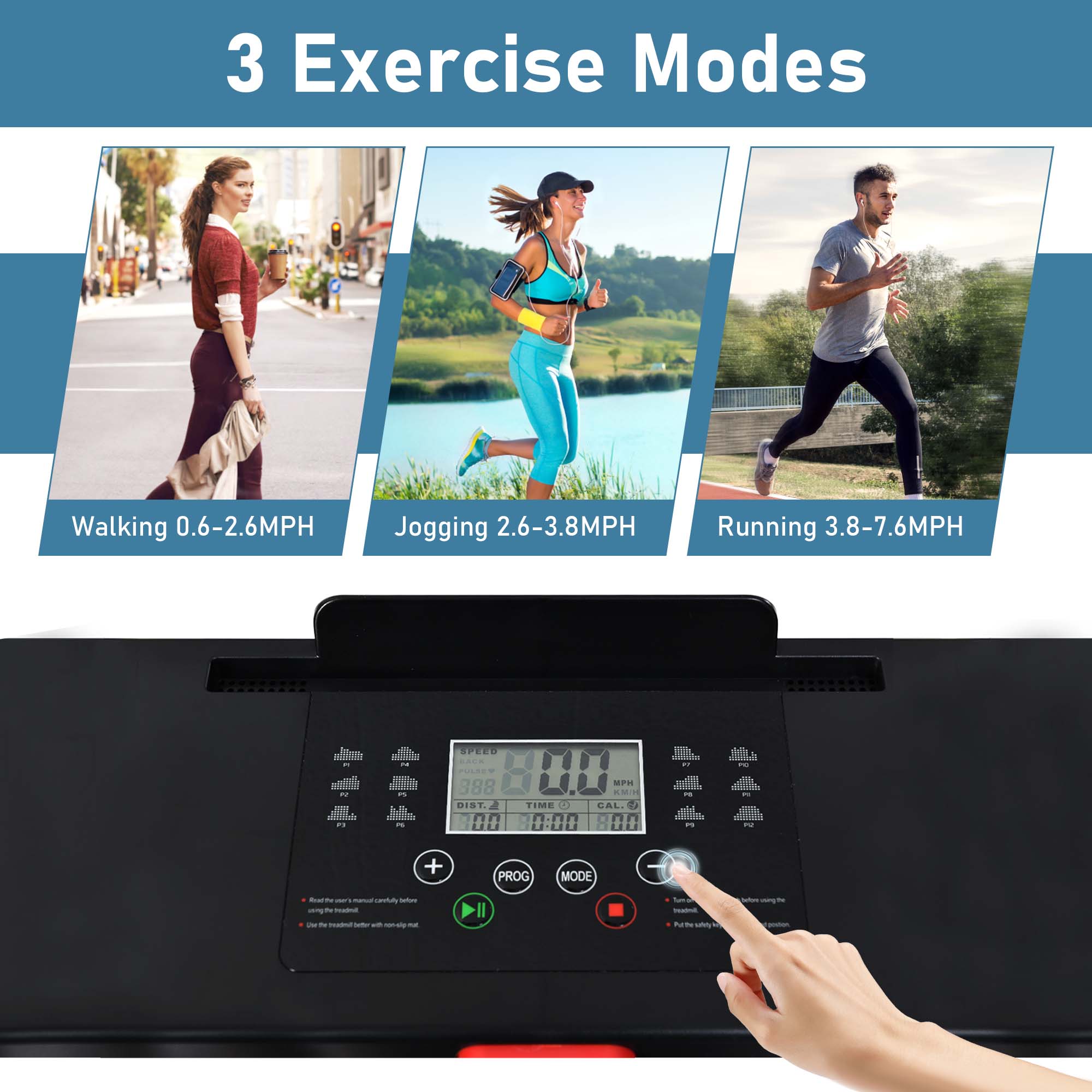 Aukfa Folding Treadmill, 2.5HP Compact Walking Treadmill with LCD Display, 265LB Capacity for Home Office