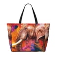 thumbnail image 2 of Kdxio Oil Paintings of Elephants for Beach Bag for Women Large Beach Tote Bag Waterproof Sandproof Swim Bag with Zipper Pockets Beach Vacation Travel, 2 of 7