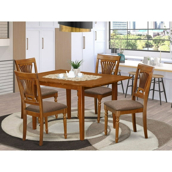 East West Furniture  Dining Room Furniture Set Includes a Rectangle Kitchen Table and 4 Dining Chairs (Chair Seat Options) MLPL5-SBR-C