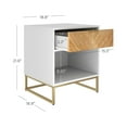 thumbnail image 4 of Nathan James Kensi White Nightstand Gold Metal Base with Open Cubby for Storage and Drawer, 4 of 7