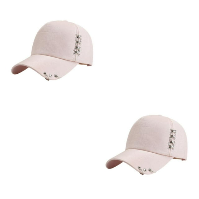 fastboy Breathable Fabric Sweat-absorbing Cap With Rings For Comfortable Fit All Day Shows Ring Baseball Cap Hat Classic Pink 2Set