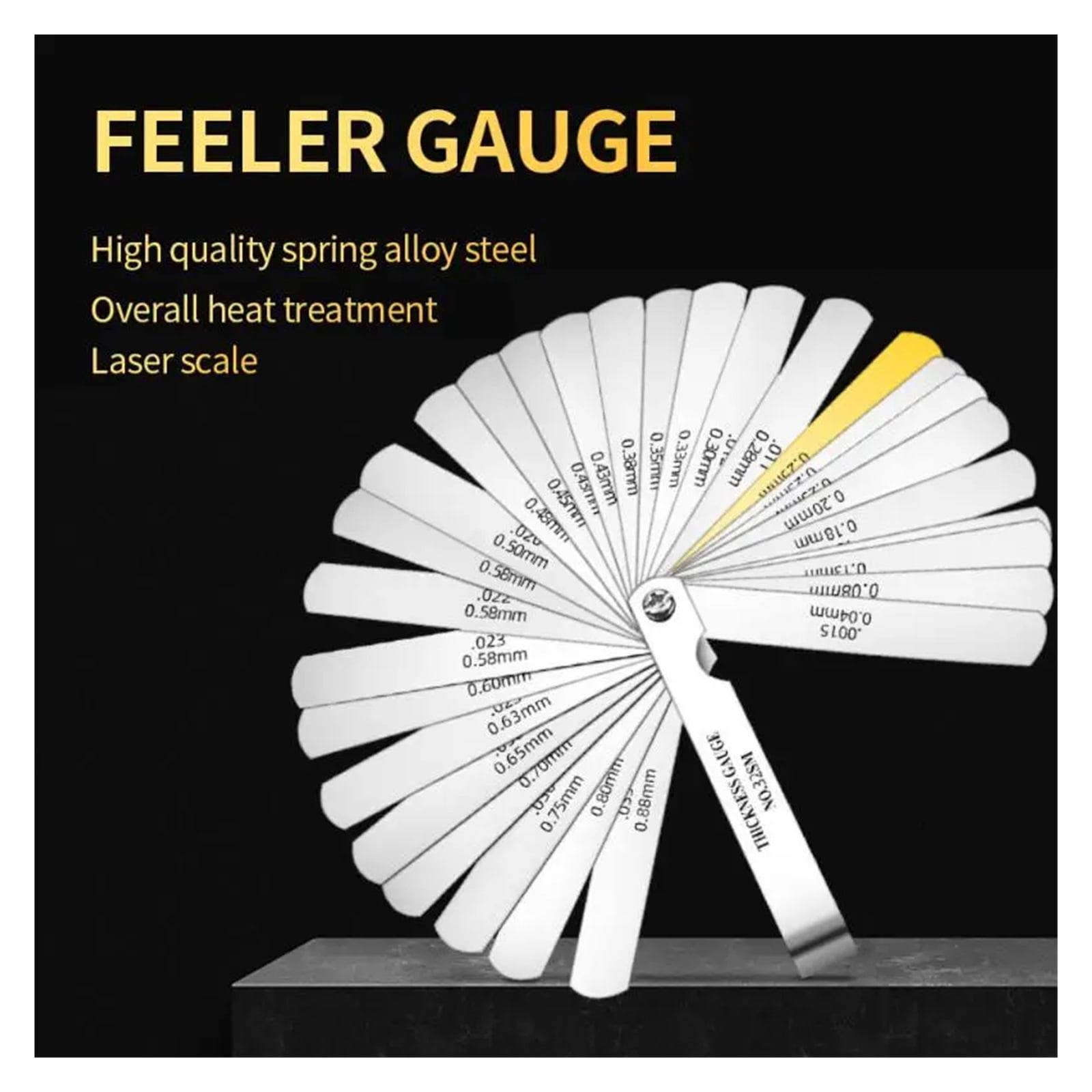 32 Blades Feeler Gauges Metric Size 0.04-0.88mm Thickness Gauge Set Valves Foliage Of Valves Gap For Measurement Gap ,Easy Identification