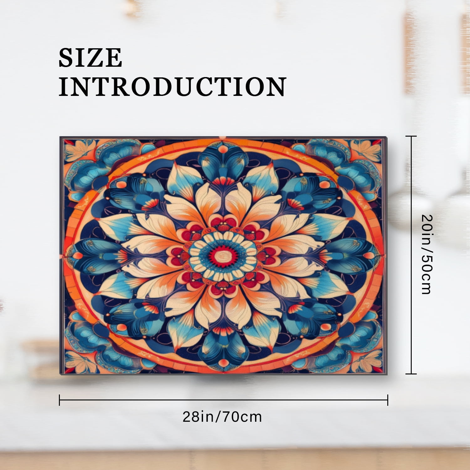 Stove Top Covers For Cooktop Stoves, Floral Mandala Bohemia Style Design Heat Resistant Glass Stovetop Protector Cover,Square Foldable Washable Pad for Kitchen RV (28×20 Inch)